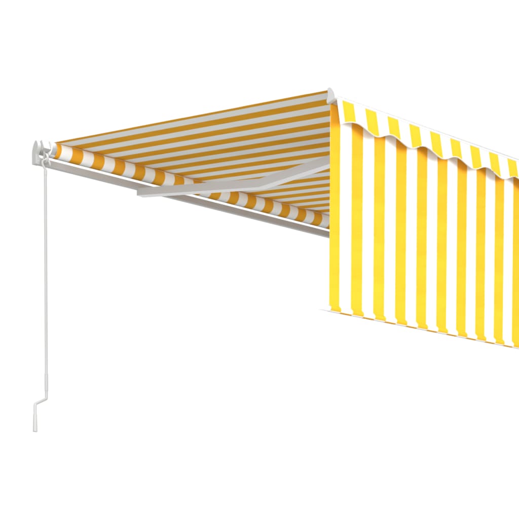 Toldo retráctil manual con persiana amarillo y blanco 4,5x3 m vidaXL