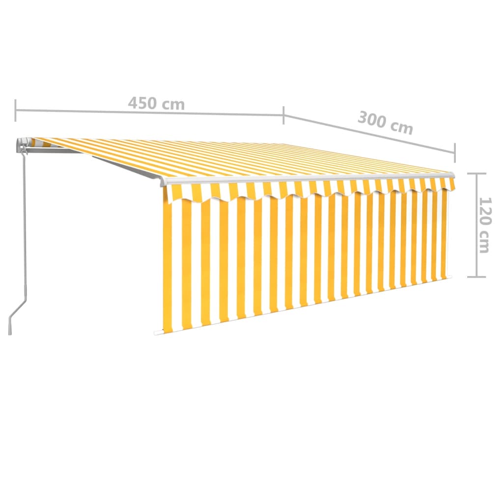 Toldo retráctil manual con persiana amarillo y blanco 4,5x3 m vidaXL