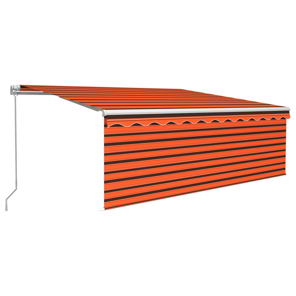 Toldo retráctil manual con persiana naranja y marrón 4,5x3 m vidaXL