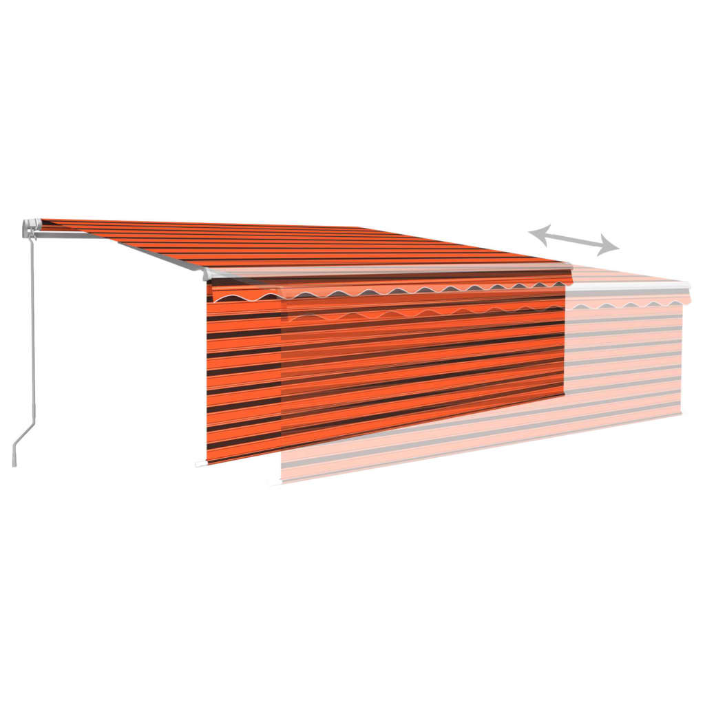 Toldo retráctil manual con persiana naranja y marrón 4,5x3 m vidaXL