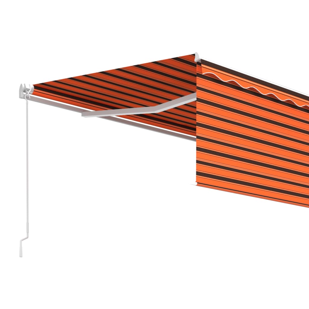 Toldo retráctil manual con persiana naranja y marrón 4,5x3 m vidaXL