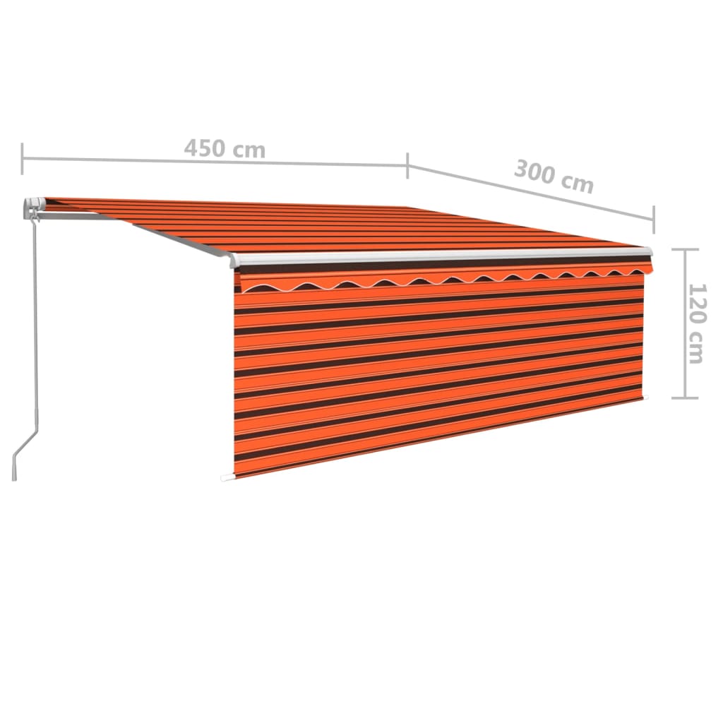 Toldo retráctil manual con persiana naranja y marrón 4,5x3 m vidaXL