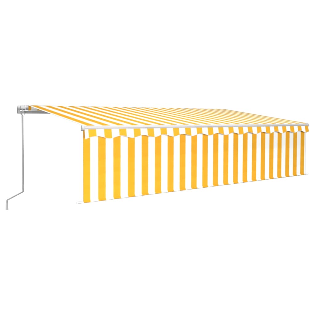 Toldo retráctil manual con persiana amarillo y blanco 6x3 m vidaXL