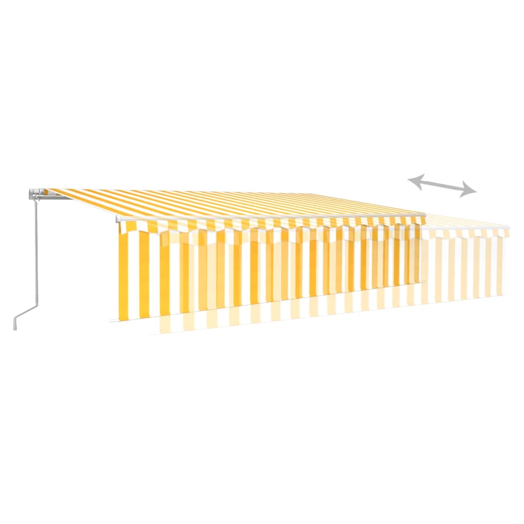 Toldo retráctil manual con persiana amarillo y blanco 6x3 m vidaXL