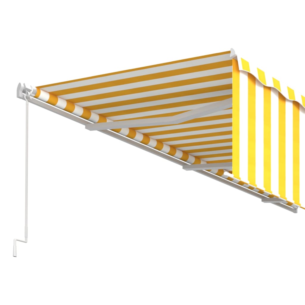 Toldo retráctil manual con persiana amarillo y blanco 6x3 m vidaXL