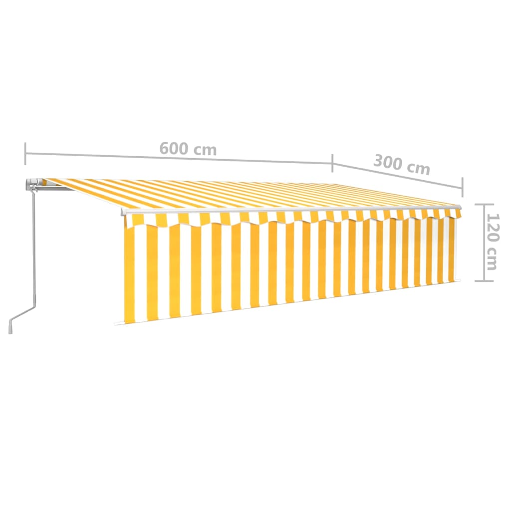 Toldo retráctil manual con persiana amarillo y blanco 6x3 m vidaXL