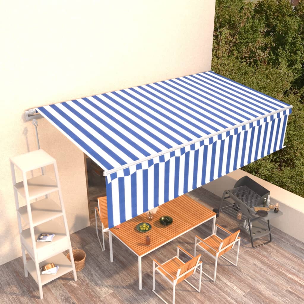 Vetonek Toldo automático retráctil con persiana 6x3 m azul y blanco