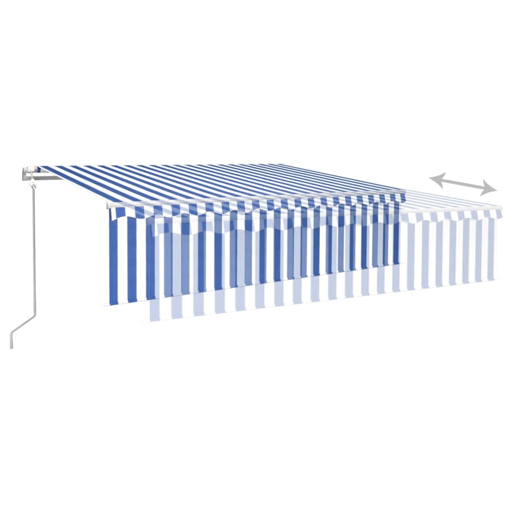 Toldo automático retráctil con persiana 6x3 m azul y blanco vidaXL