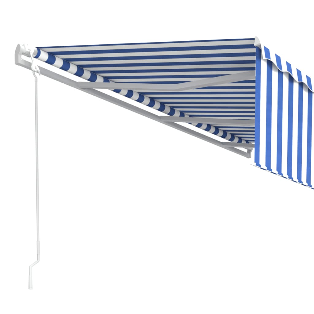 Toldo automático retráctil con persiana 6x3 m azul y blanco vidaXL