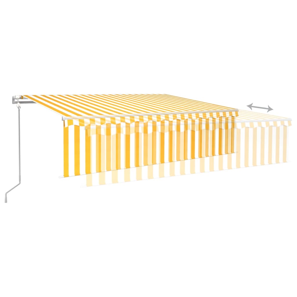 Toldo automático retráctil con persiana amarillo y blanco 6x3 m vidaXL