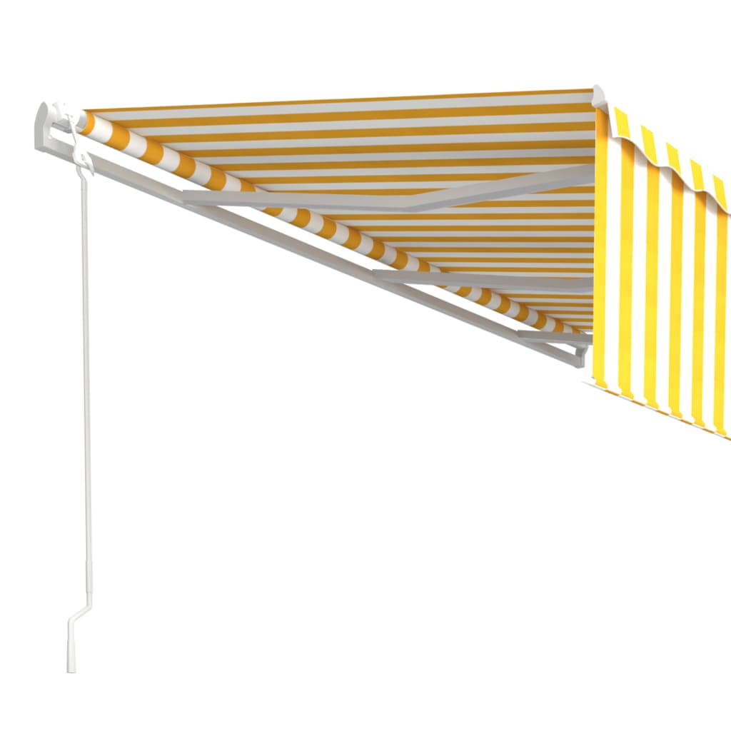 Toldo automático retráctil con persiana amarillo y blanco 6x3 m vidaXL