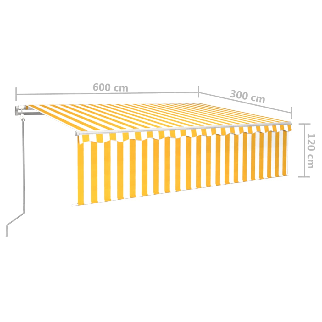 Toldo automático retráctil con persiana amarillo y blanco 6x3 m vidaXL