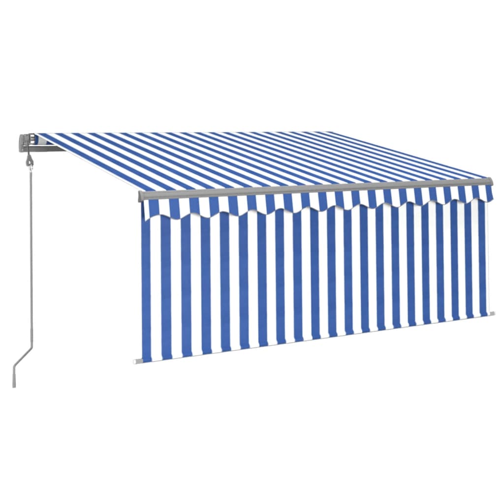 Toldo automático retráctil con persiana azul y blanco 3x2,5m vidaXL