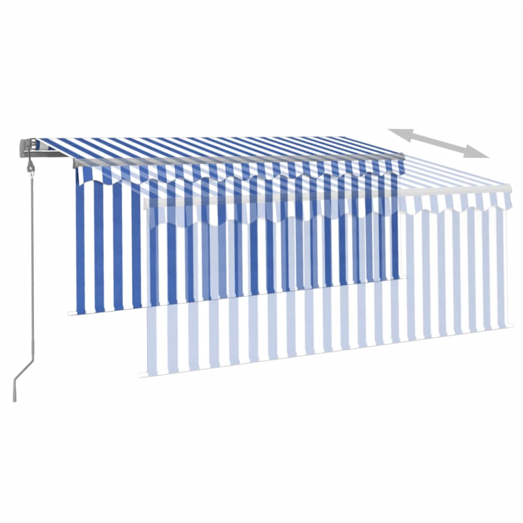 Toldo automático retráctil con persiana azul y blanco 3x2,5m vidaXL