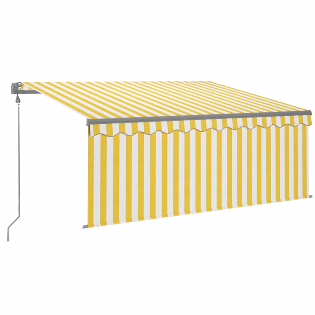 Toldo automático retráctil con persiana amarillo blanco 3x2,5m vidaXL