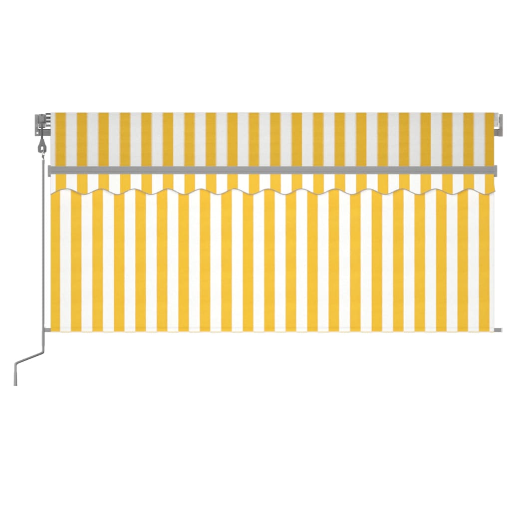 Toldo automático retráctil con persiana amarillo blanco 3x2,5m vidaXL