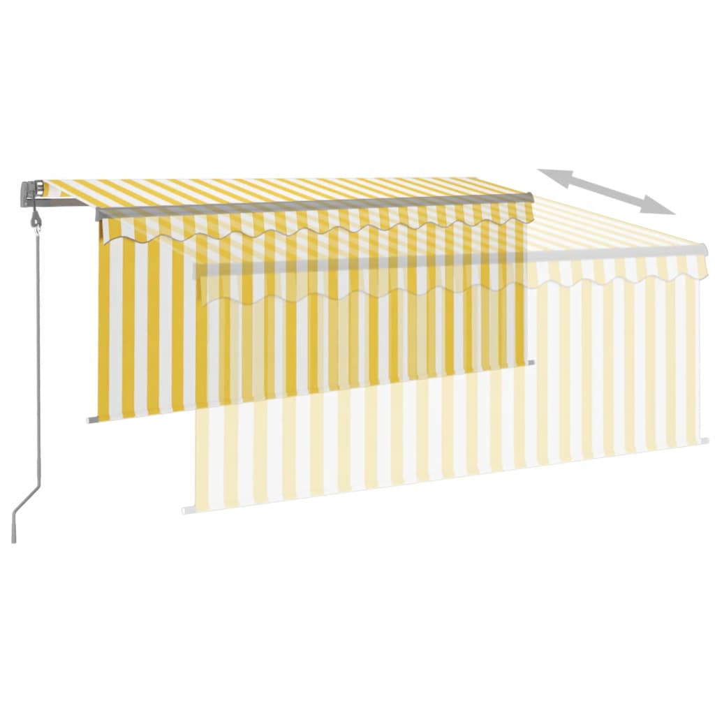 Toldo automático retráctil con persiana amarillo blanco 3x2,5m vidaXL