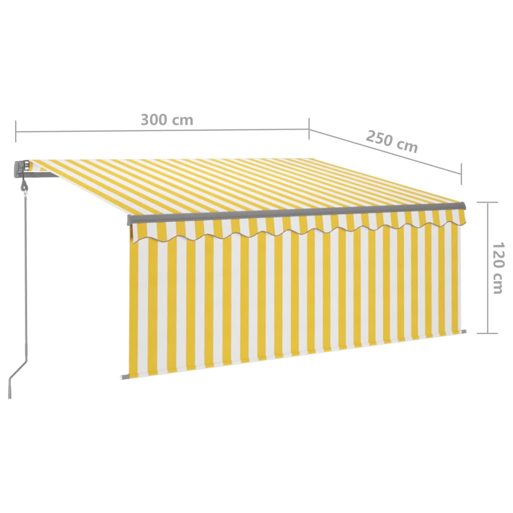 Toldo automático retráctil con persiana amarillo blanco 3x2,5m vidaXL