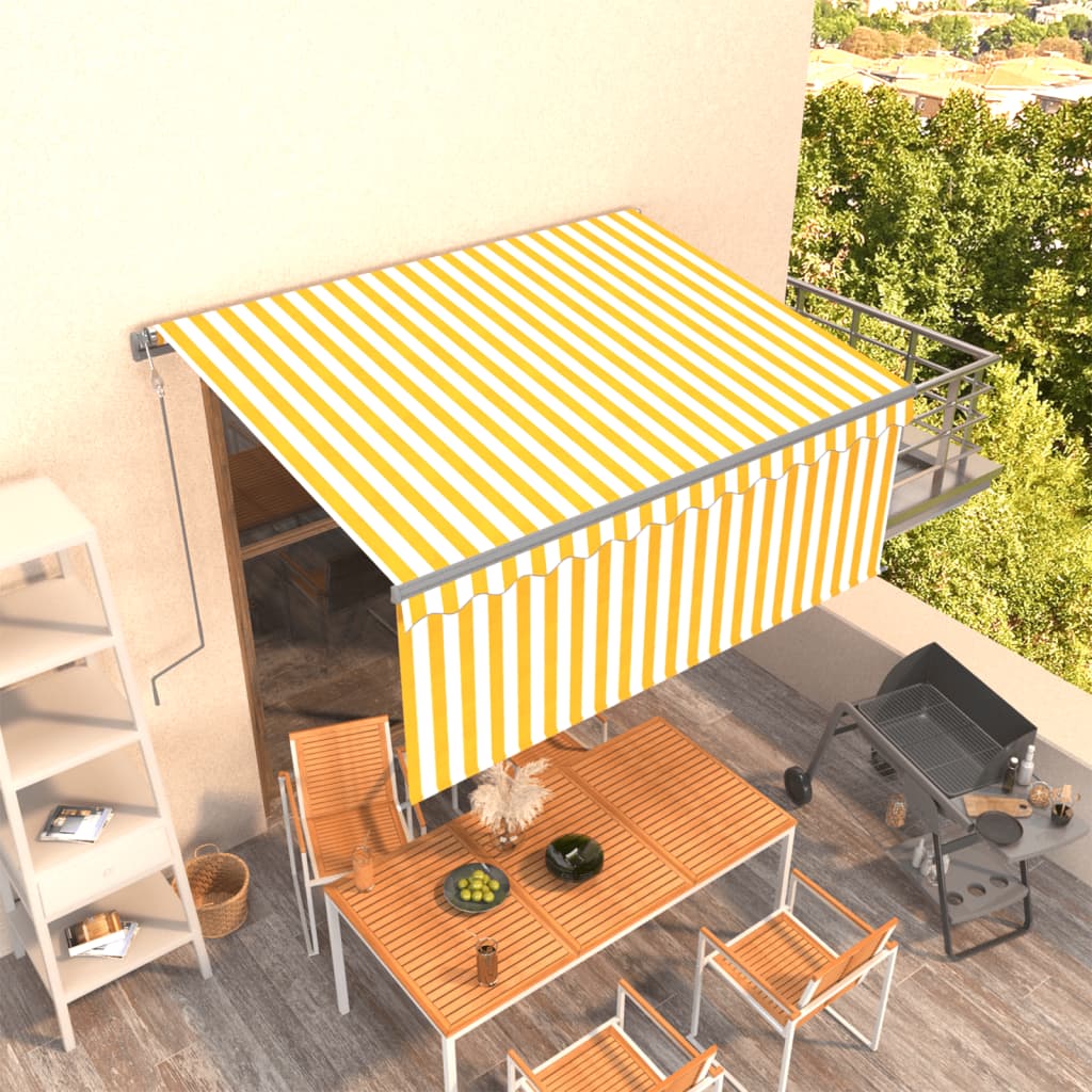 Toldo automático retráctil con persiana amarillo blanco 3x2,5m vidaXL