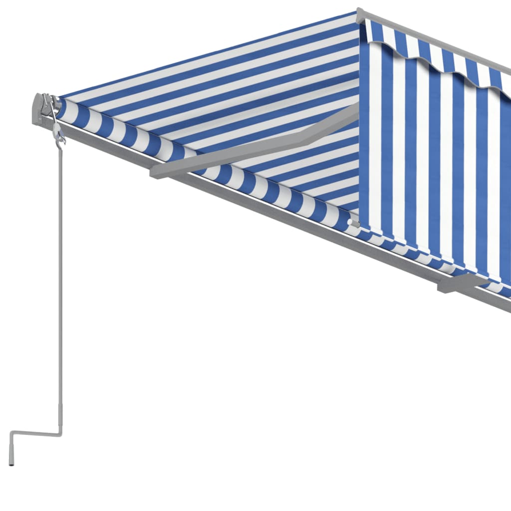 Toldo retráctil automático con persiana azul y blanco 3,5x2,5 m vidaXL