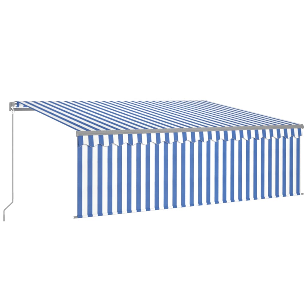 Toldo retráctil manual con persiana azul y blanco 4x3 m vidaXL