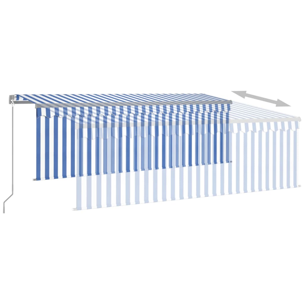 Toldo retráctil manual con persiana azul y blanco 4x3 m vidaXL