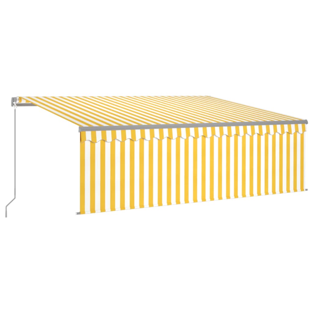 Toldo retráctil manual con persiana amarillo y blanco 4x3 m vidaXL