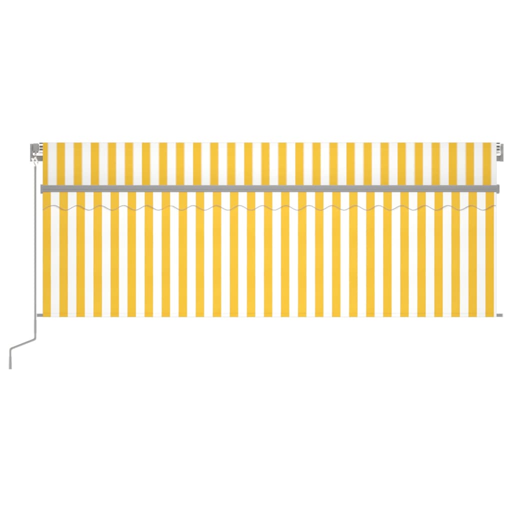 Toldo retráctil manual con persiana amarillo y blanco 4x3 m vidaXL