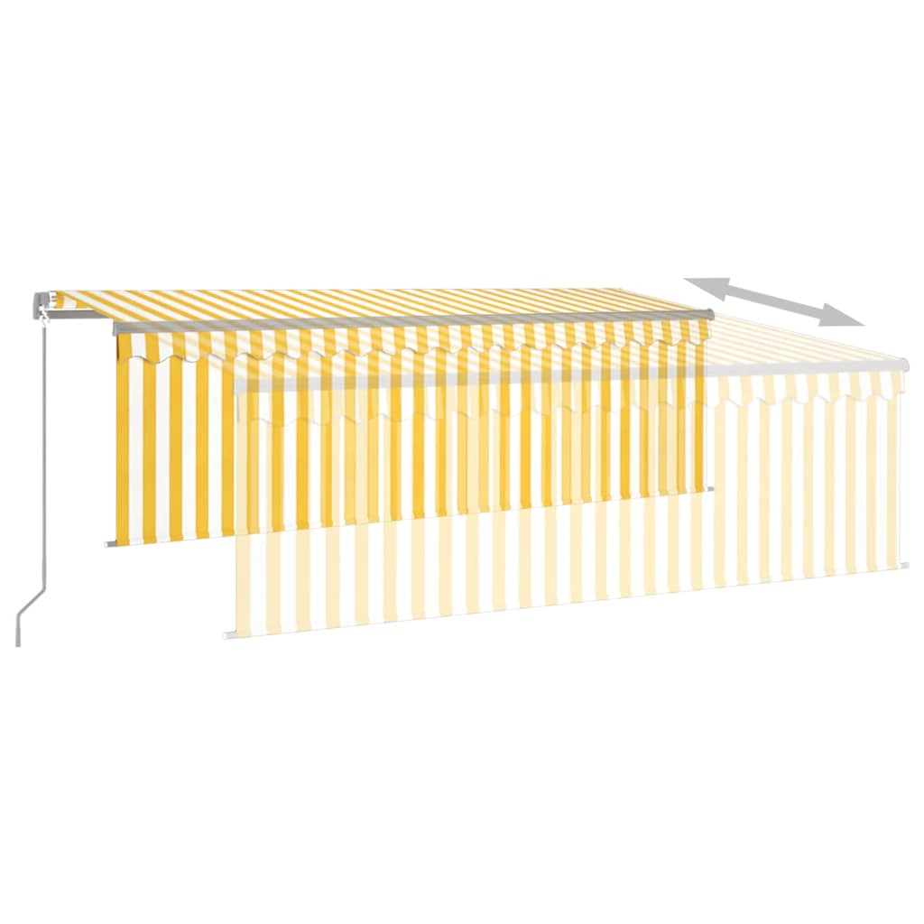 Toldo retráctil manual con persiana amarillo y blanco 4x3 m vidaXL