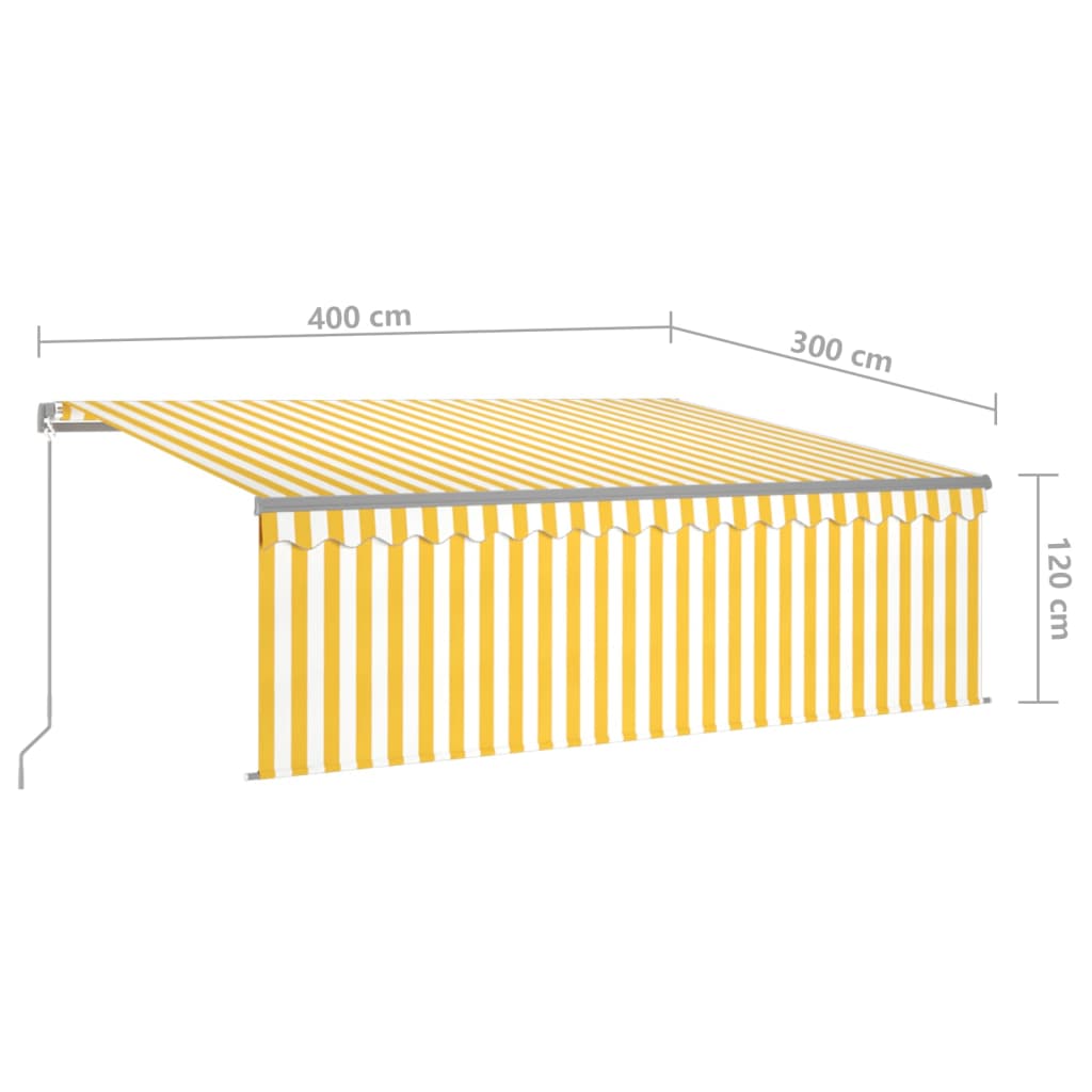 Toldo retráctil manual con persiana amarillo y blanco 4x3 m vidaXL