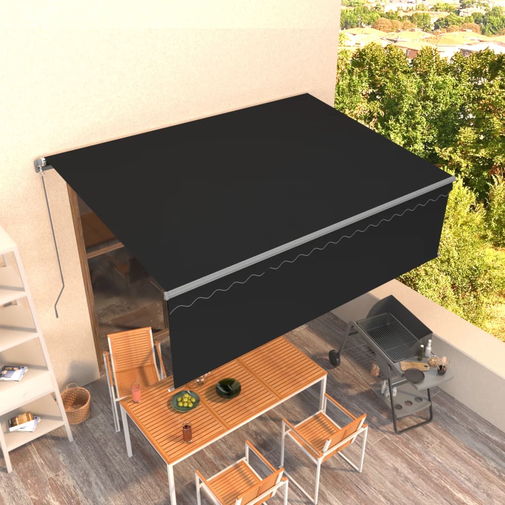 Toldo retráctil manual con persiana antracita 4x3 m vidaXL