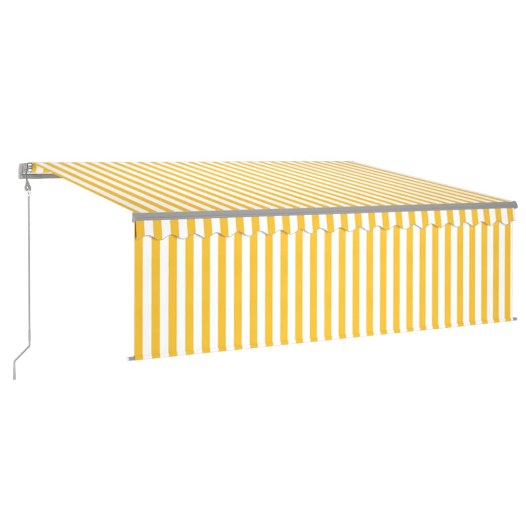 Toldo automático retráctil con persiana amarillo blanco 4x3 m vidaXL