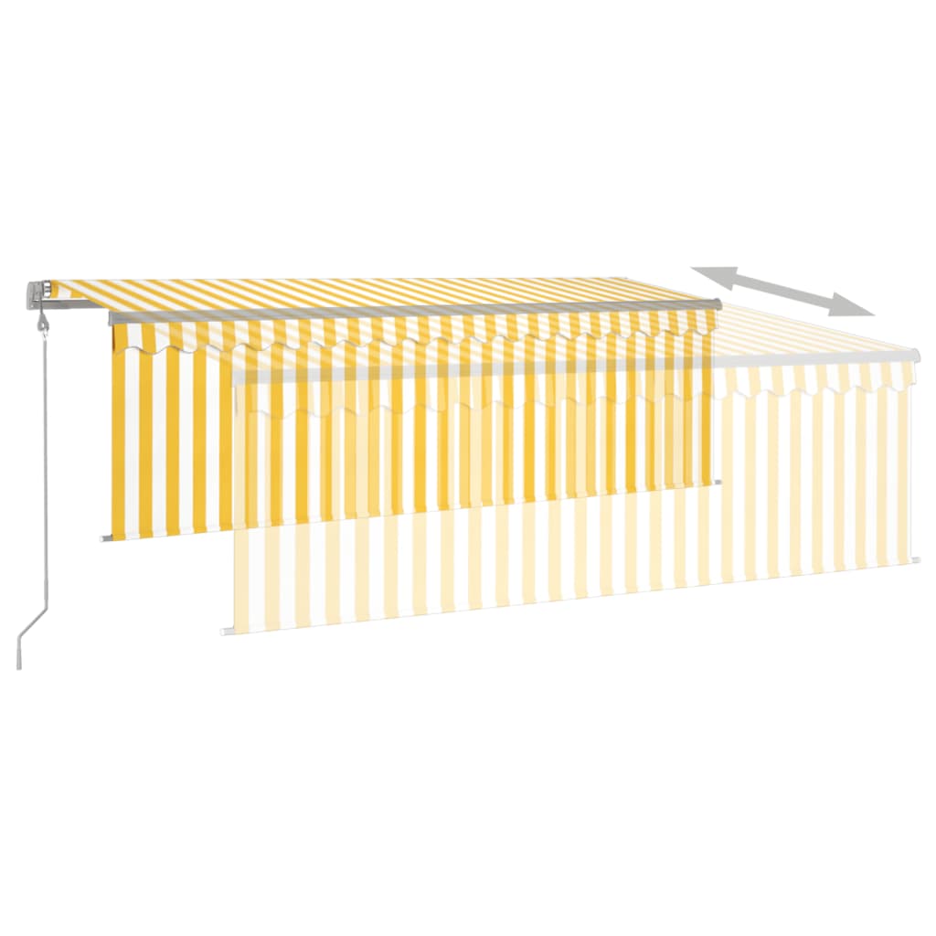 Toldo automático retráctil con persiana amarillo blanco 4x3 m vidaXL