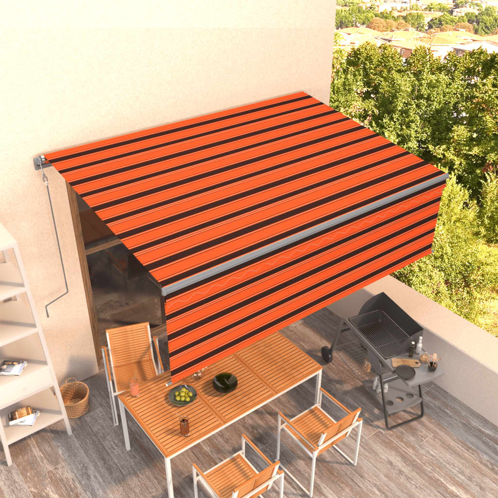 Vetonek Toldo automático retráctil con persiana 4x3 m naranja y marrón