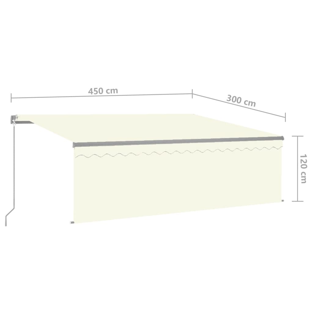 Toldo retráctil manual con persiana crema 4,5x3 m vidaXL