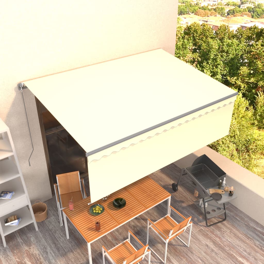 Toldo retráctil manual con persiana crema 4,5x3 m vidaXL