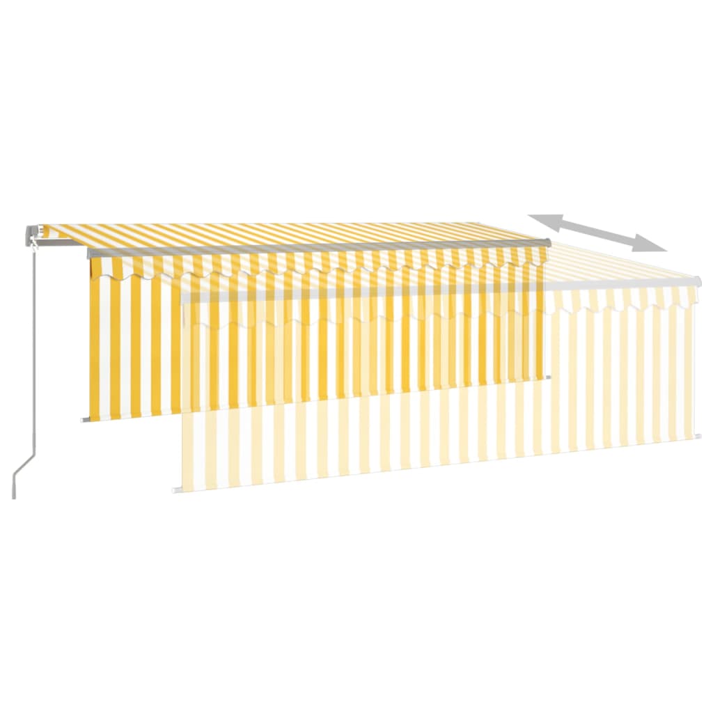 Toldo retráctil manual con persiana amarillo y blanco 4,5x3 m vidaXL