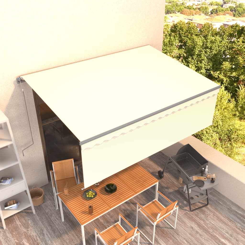 Toldo retráctil automático con persiana 4,5x3 m color crema vidaXL