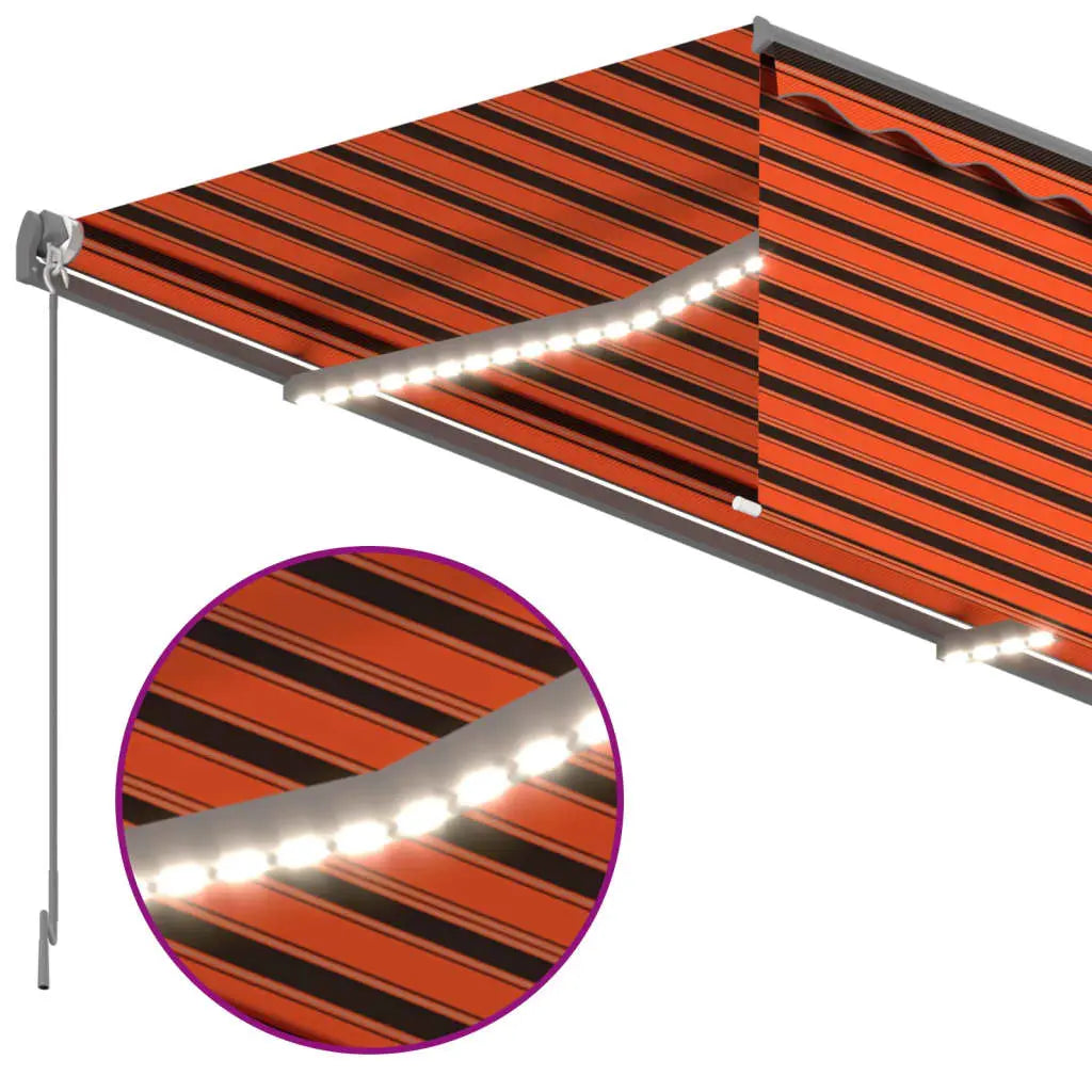 Automatic awning LED blind and wind sensor orange 4.5x3m V7794 Vetonek
