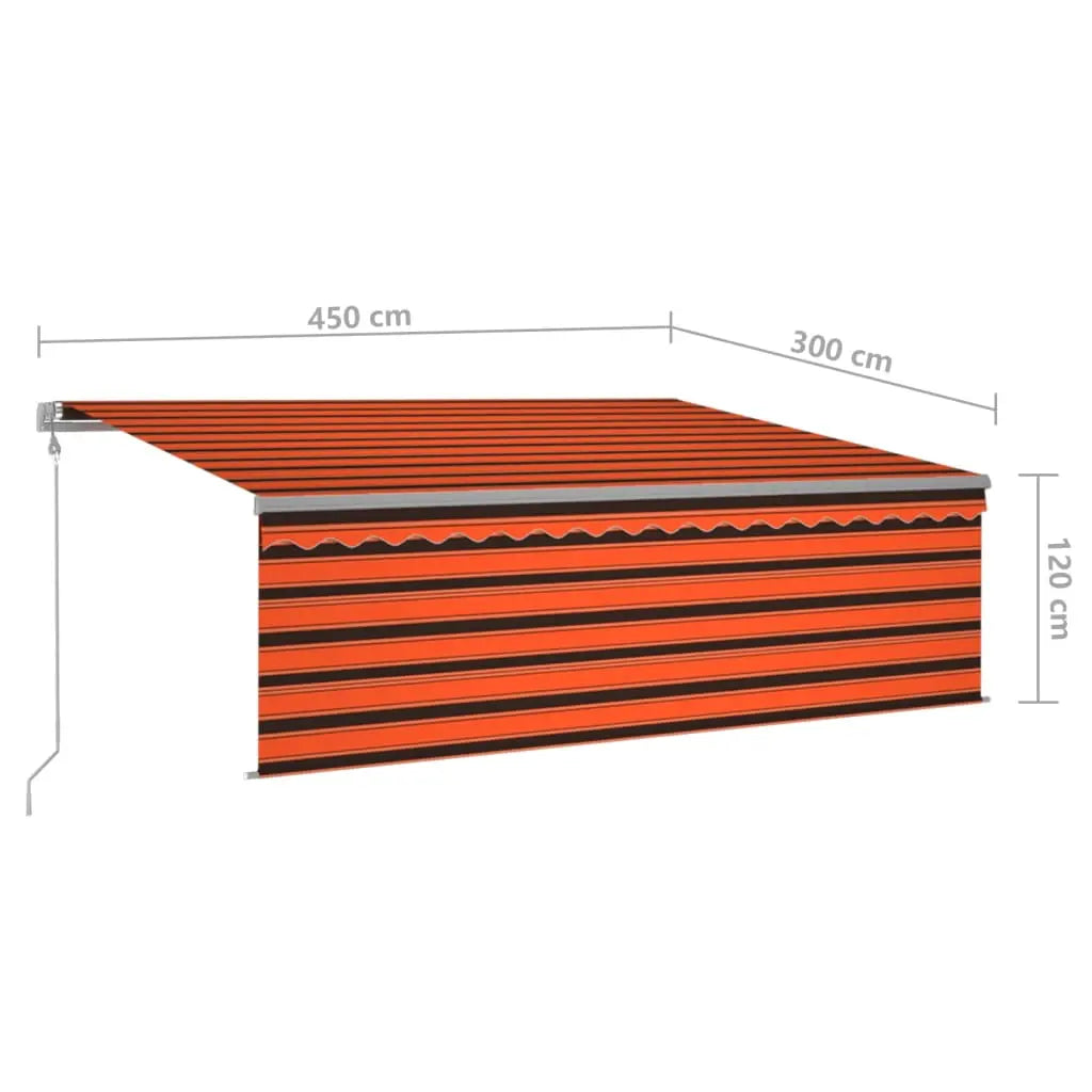 Automatic awning LED blind and wind sensor orange 4.5x3m V7794 Vetonek