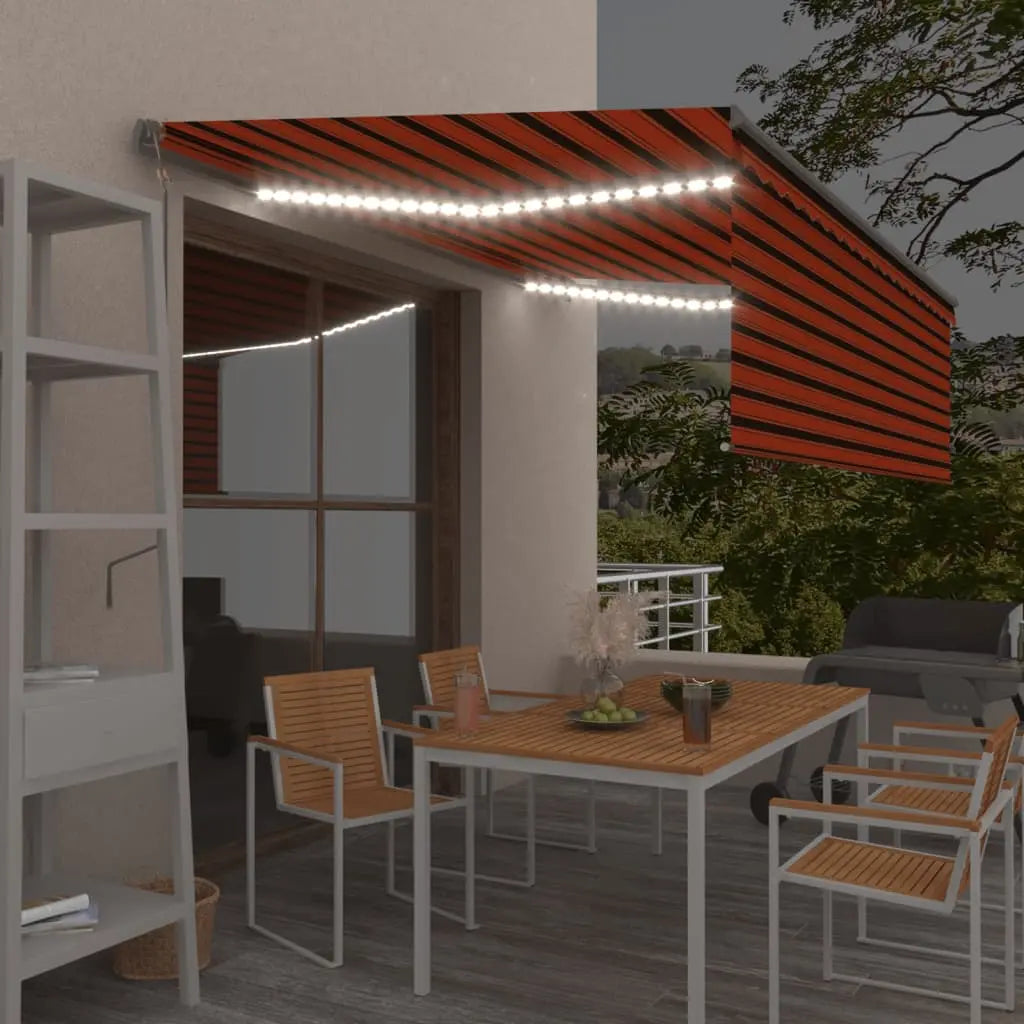 Automatic awning LED blind and wind sensor orange 4.5x3m V7794 Vetonek
