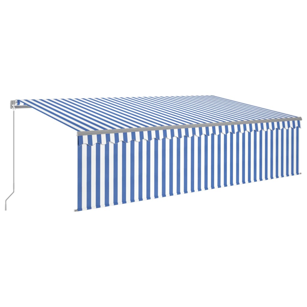 Toldo retráctil manual con persiana azul y blanco 5x3 m vidaXL