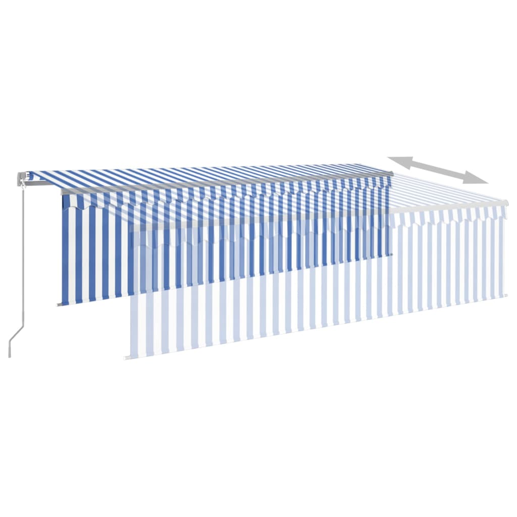 Toldo retráctil manual con persiana azul y blanco 5x3 m vidaXL