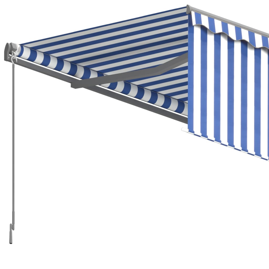 Toldo retráctil manual con persiana azul y blanco 5x3 m vidaXL