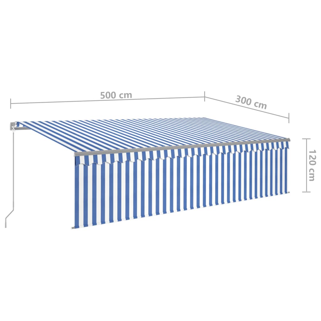 Toldo retráctil manual con persiana azul y blanco 5x3 m vidaXL