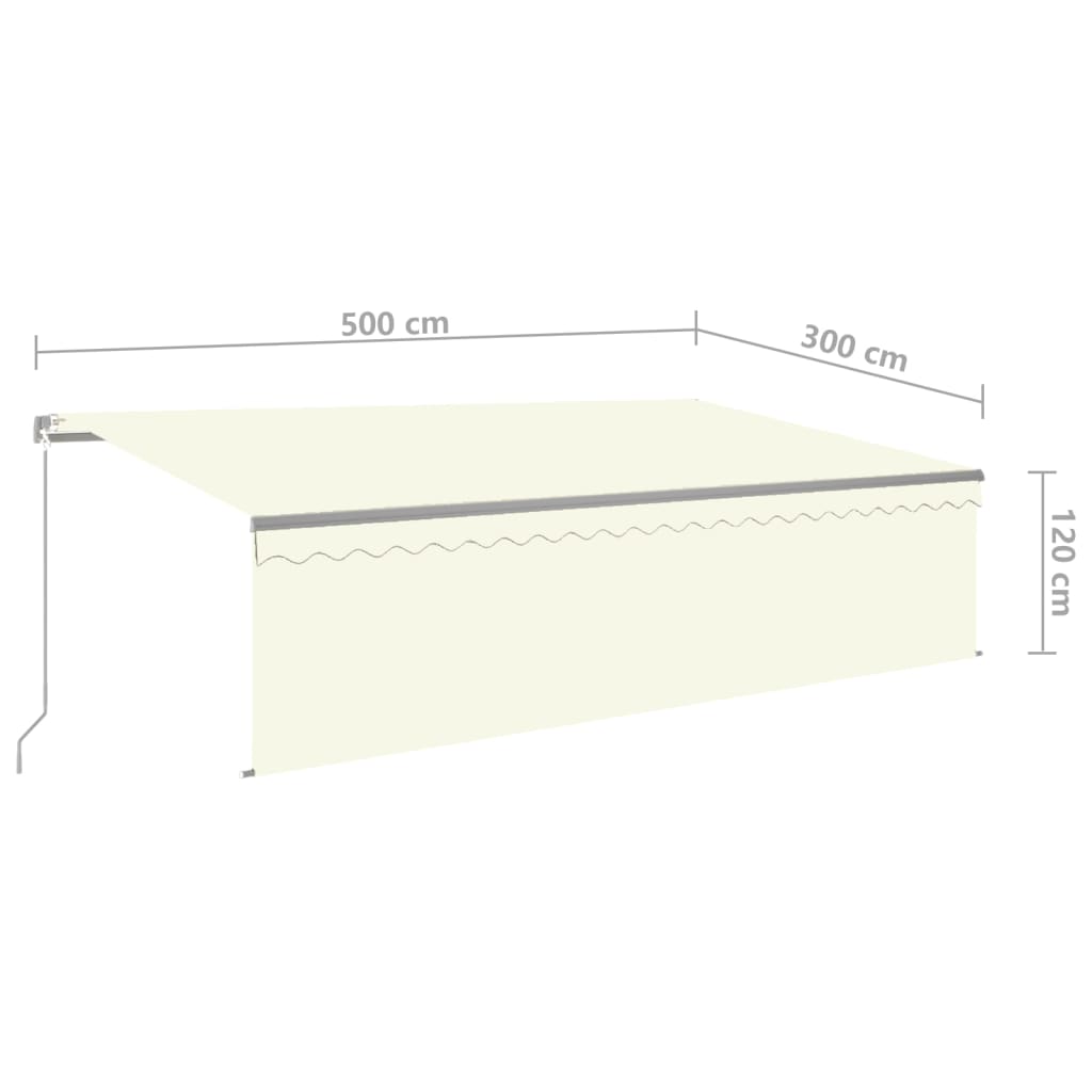 Toldo retráctil manual con persiana crema 5x3 m vidaXL