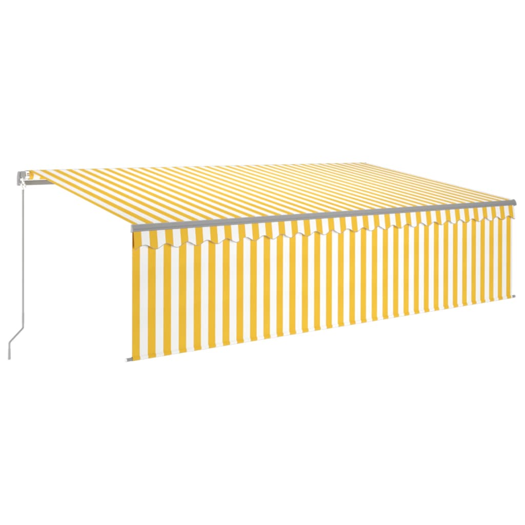 Toldo retráctil manual con persiana amarillo y blanco 5x3 m vidaXL