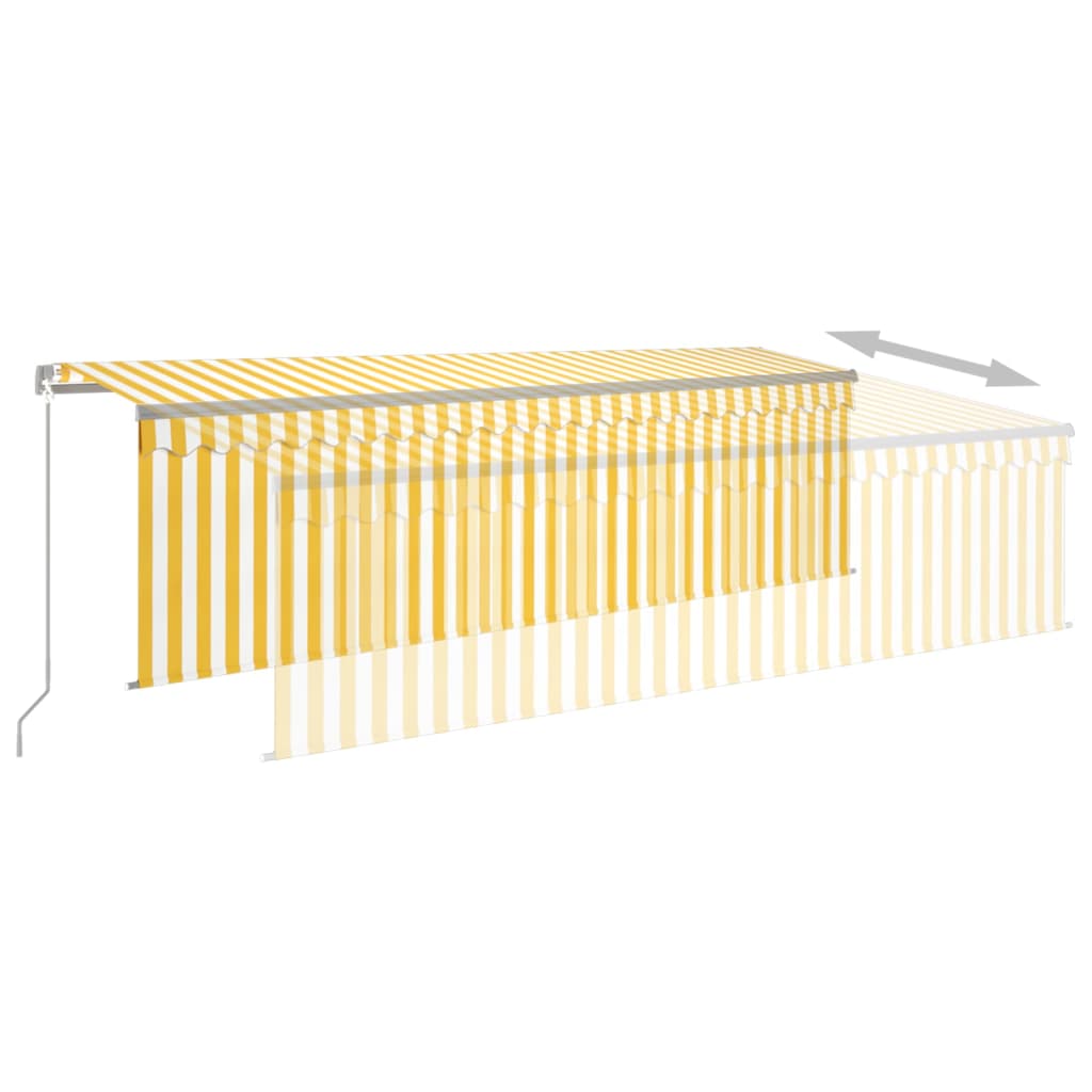 Toldo retráctil manual con persiana amarillo y blanco 5x3 m vidaXL