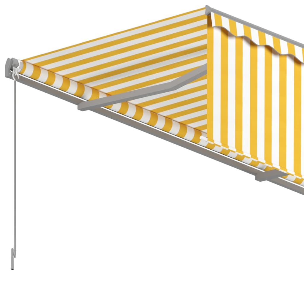 Toldo retráctil manual con persiana amarillo y blanco 5x3 m vidaXL