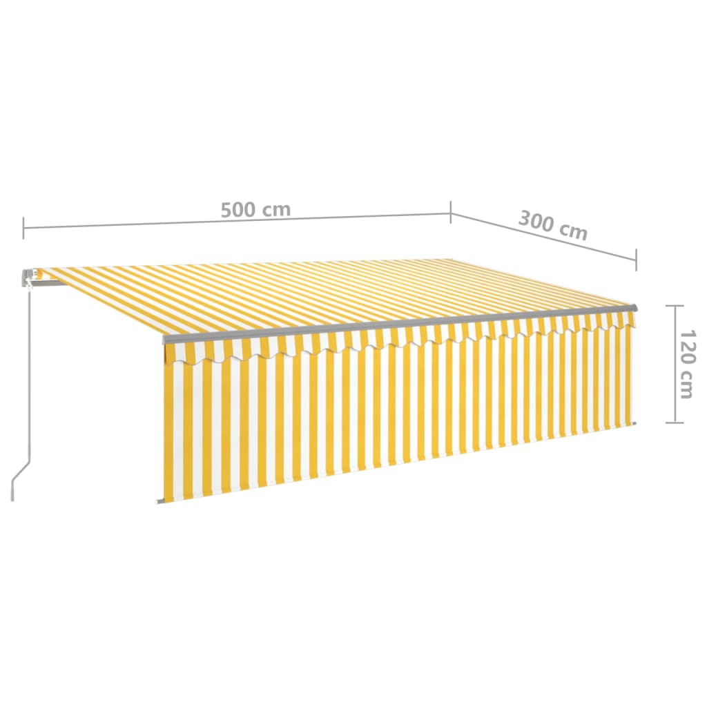 Toldo retráctil manual con persiana amarillo y blanco 5x3 m vidaXL